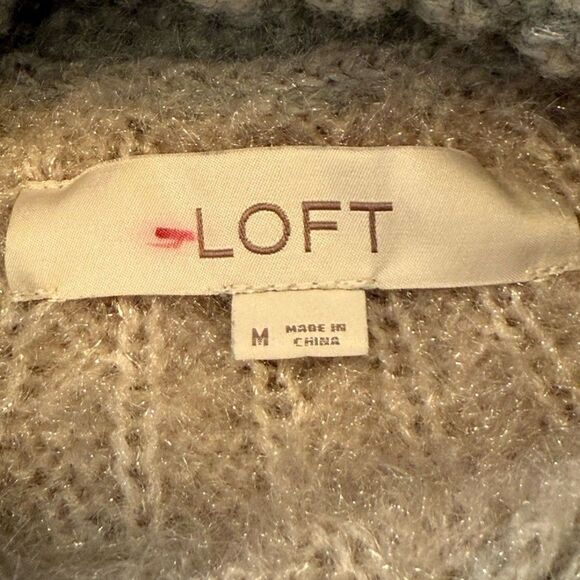LOFT Fair Isle Turtleneck Cable Sweater Size M - Picture 4 of 4
